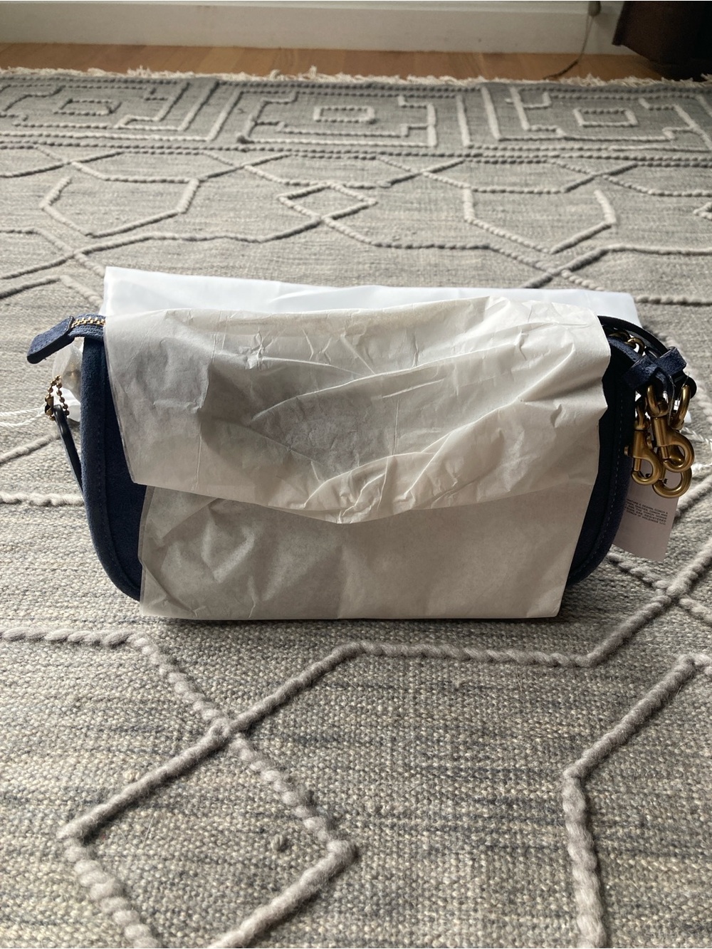 COACH Waverly Shoulder and Crossbody Bag-Brass Hardware and Light Denim Suede - Picture 15 of 15